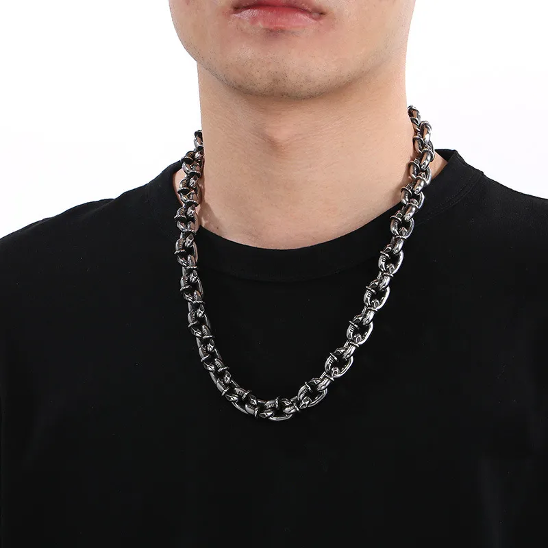 Bold Powerful Nail Necklace Punk Retro Square Nail Stainless Steel Men's Bracelet