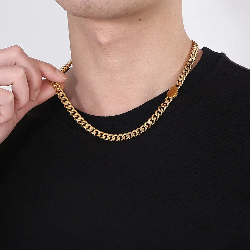 Instagram Trendy Hip-Hop Minimalist Jewelry Stainless Steel Cuban Chain Men's Necklace