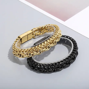 Punk Rock Simple Fashion Stainless Steel Double Layer Men's Jewelry Bracelet