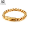 European and American Fashion Stainless Steel Striped Square Pearl Bracelet for Men, Simple Snap Button Motorcycle Chain Jewelry Wholesale