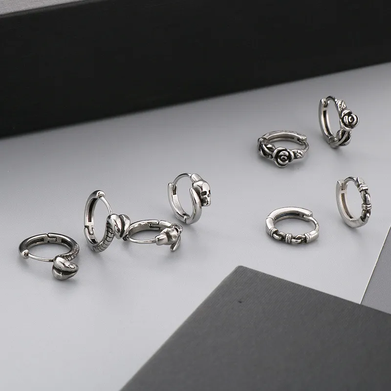 Design Inspired Earrings, Men's and Women's Personalized Fashion, Retro Rose Stainless Steel Earrings Accessories
