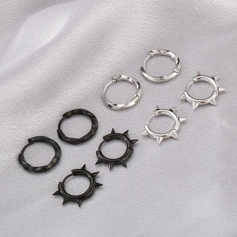 Wholesale Trendy Men's and Women's Earrings Jewelry Stainless Steel Cone Round Earrings