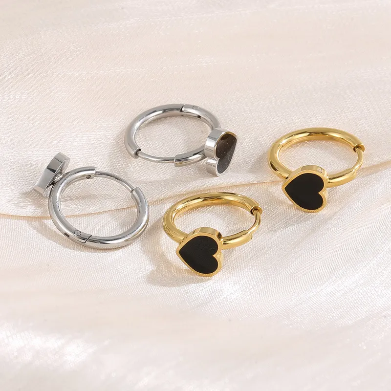 Stainless Steel Jewelry Heart-Shaped Earrings Suitable for Daily Wear