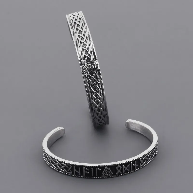 Punk Viking Thor Hammer Triangle Odin Amulet Cuff Wristband Fashion Jewelry Bracelets