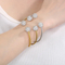 Fashion Round White Clay Full Rhinestone Open Wire Woven Stainless Steel Bangle