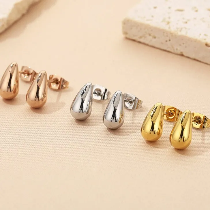 Trendy 11X6mm Stainless Steel Teardrop Earrings for Resale