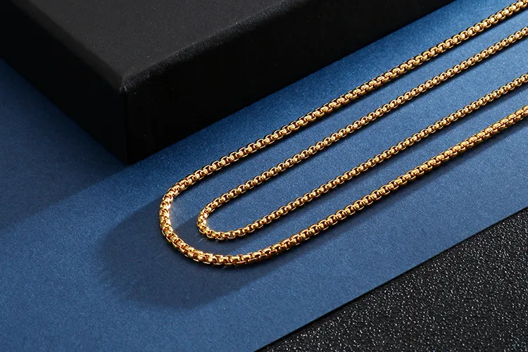 Square Pearl Chain Stainless Steel Polished Electroplated Single Chain Men's Necklace Versatile Accessory