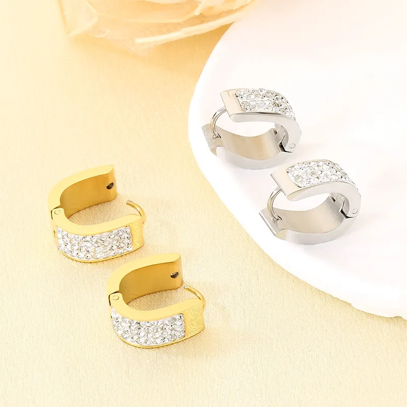Stainless Steel Rhinestone Earrings Suitable for Daily Wear
