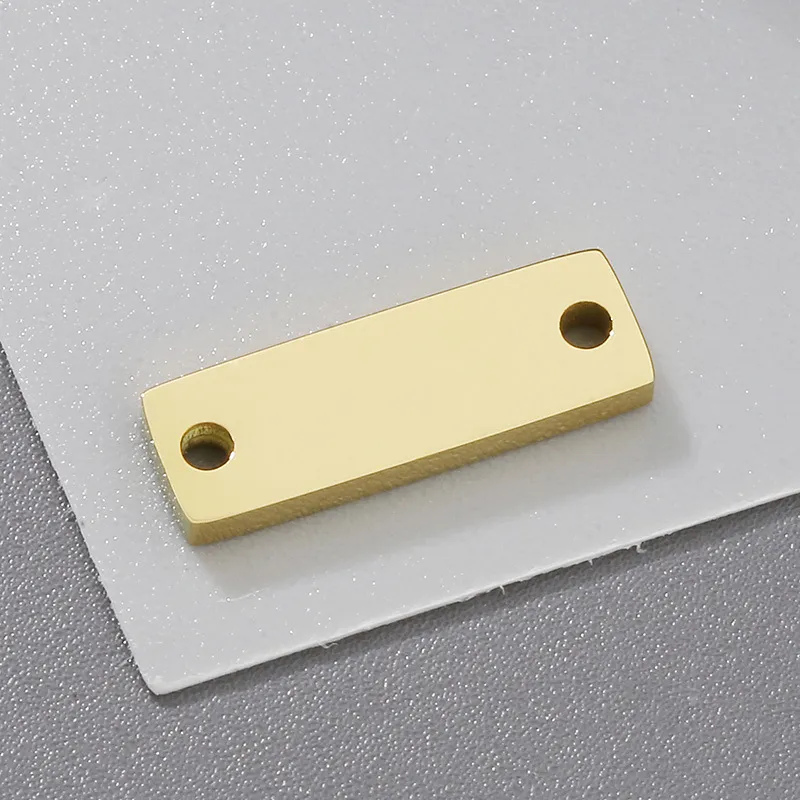 Stainless Steel Rectangular Double Hole Necklace Pendant Smooth Square Bracelet DIY Accessories