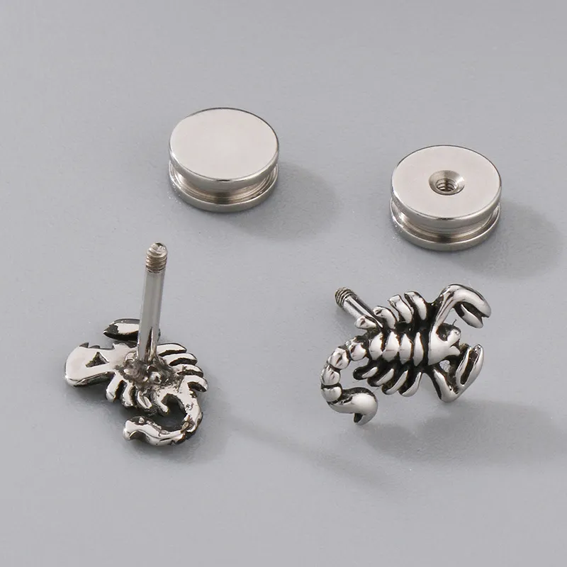 Personalized Stainless Steel Earrings for Men, Scorpion Punk Style Jewelry