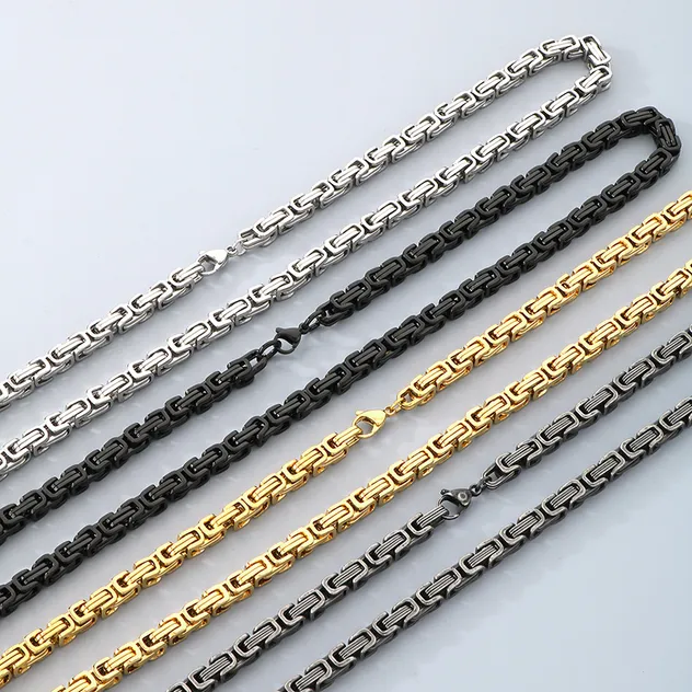 Manufacturers Wholesale New Stainless Steel Necklace Square Pearl Fashion Chains Necklaces