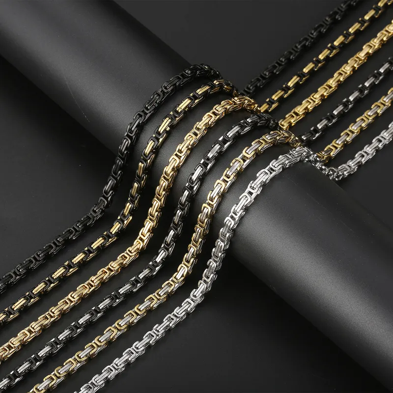 Manufacturers Wholesale New Stainless Steel Necklace Square Pearl Fashion Chains Necklaces