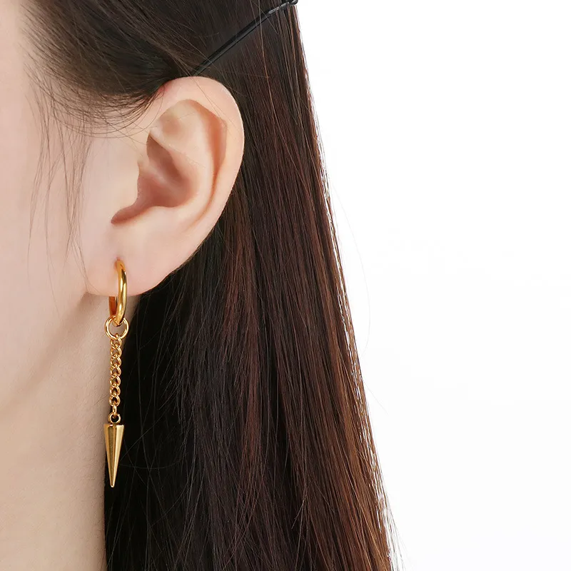 Kalen New Neutral Stainless Steel Chain Cone Pendant Earrings Jewelry Wholesale