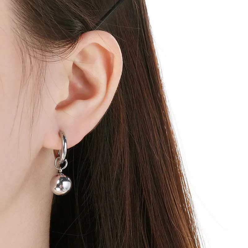 High Quality Stainless Steel Small Round Ball Temperament Women's Earrings Jewelry Wholesale