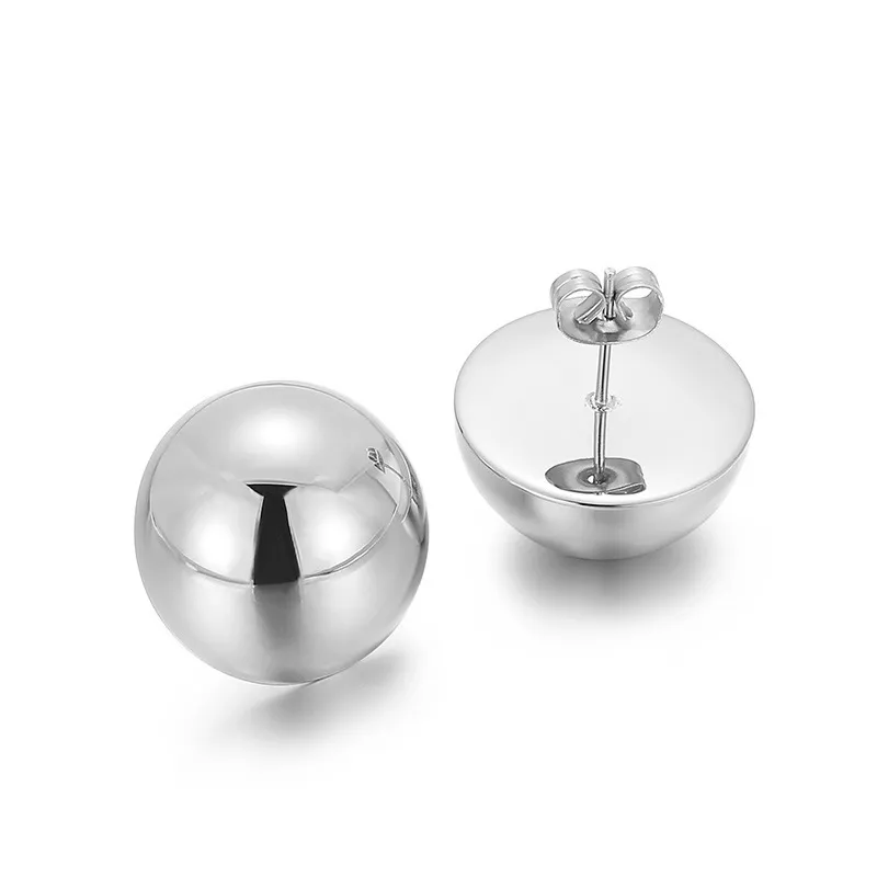 Cross Border Popular Stainless Steel Hemispherical Hollow Earrings, Internet Famous, Simple and Generous, Light Luxury Earrings