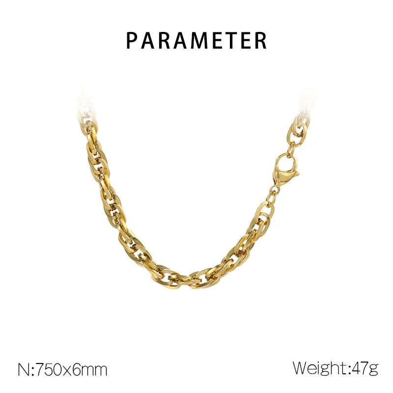 Minimalist Style Neutral Stainless Steel Multi Size Encrypted Hand Woven Chain Necklace&Bracelet