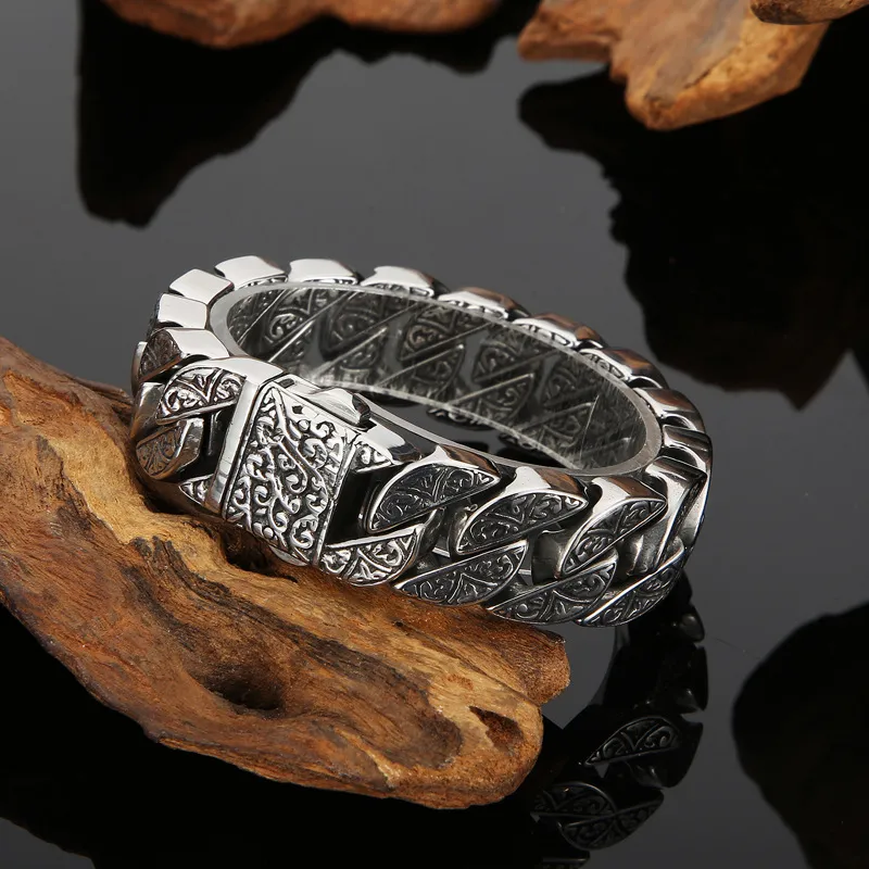 Karen Trendy Personalized Jewelry, European and American Personalized Creative Pattern Cast Stainless Steel Men's Bracelet, One-Piece Drop Shipping