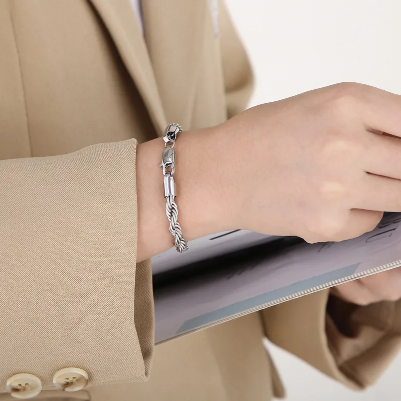 Multi Specification Stainless Steel Jewelry Fried Dough Twists Chain Bracelet