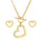 Fashionable Hollowed-out Diamond-Encrusted Heart Pendant Women's Stainless Steel Necklace and Earring Set