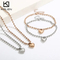 Stainless Steel 3D 18K Gold-Plated Heart-Shaped Bead Necklace and Bracelet Personalized Women's Set