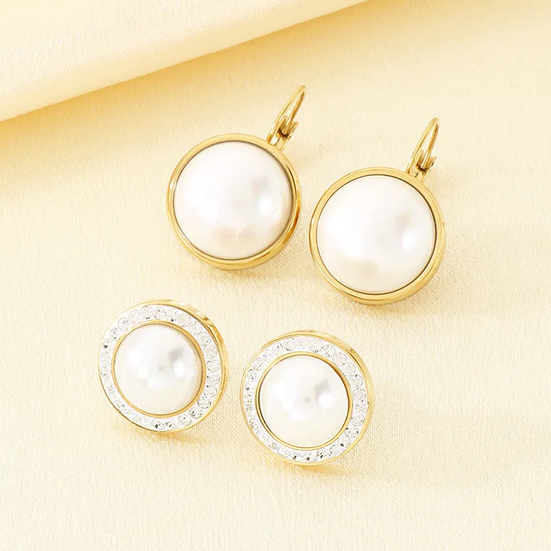 Stainless Steel Paired with Imitation Pearl Earrings for Women's Fashion Jewelry