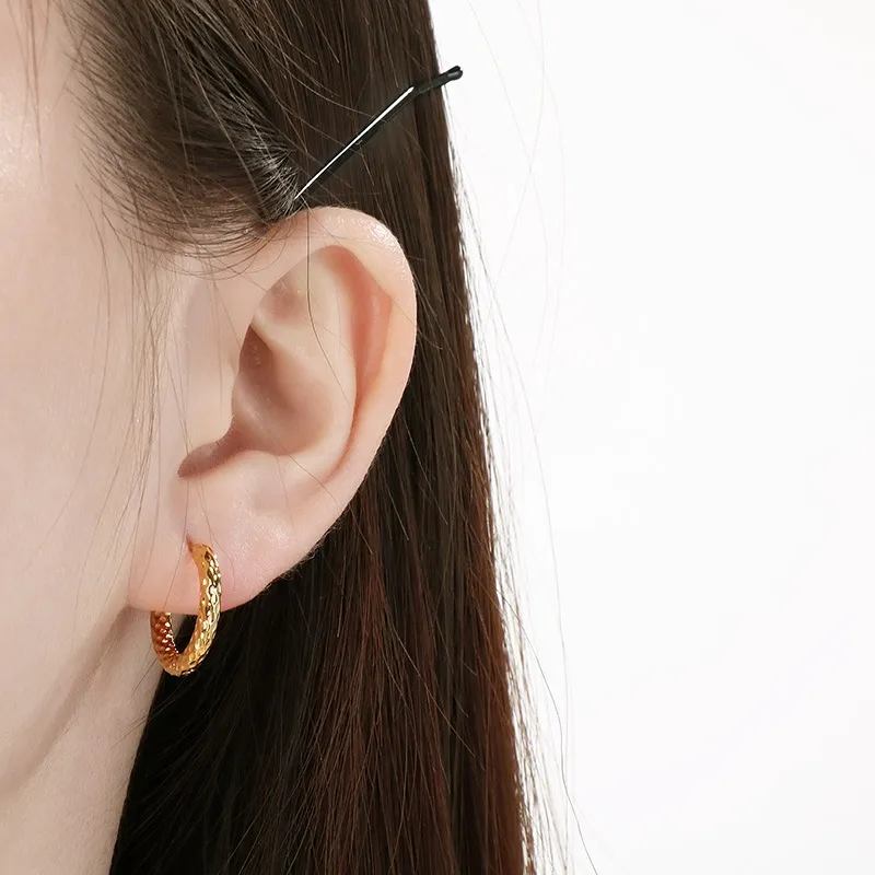 Fashion Stainless Steel Creative Texture Pattern Circular Temperament Girl Earrings Jewelry Wholesale