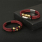Men's Fashion Stainless Steel Metal Accessories Double-Layer Braided Leather Rope Bracelet