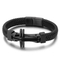 Kalen Fashion Stainless Steel Creative Cross Men's Woven Cowhide Leather Bracelet