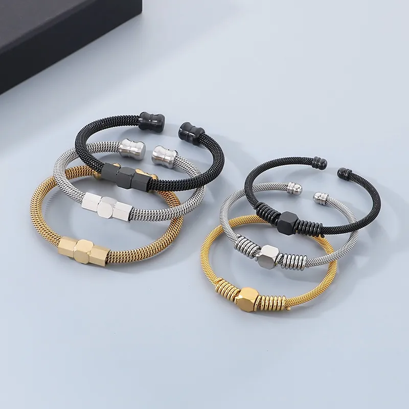 Stainless Steel Mesh Bangle with Multiple Colors to Choose From, Suitable for Daily Jewelry Wear