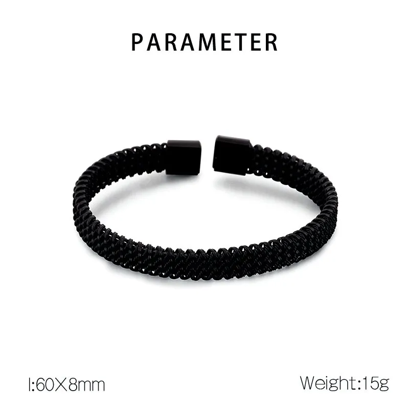 European and American Fashion Personality Stainless Steel Braided C-Shaped Open Temperament Bangle