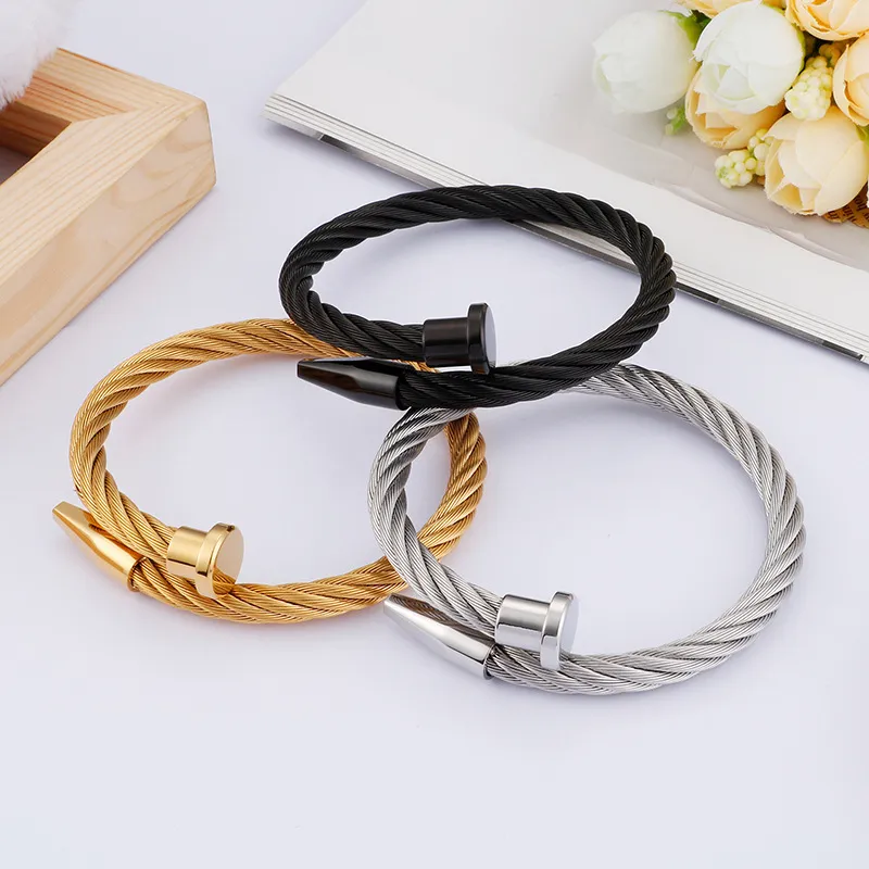 Stainless Steel Nail Shaped Bangle, Personalized Steel Wire Jewelry