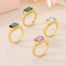 Stainless Steel Square Inlaid Glass Ring, European and American Retro Color Ring Jewelry