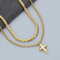 Fashionable Stainless Steel Creative Double-Layer Mixed Chain Hanging Cross Pendant Men's Necklace Accessories
