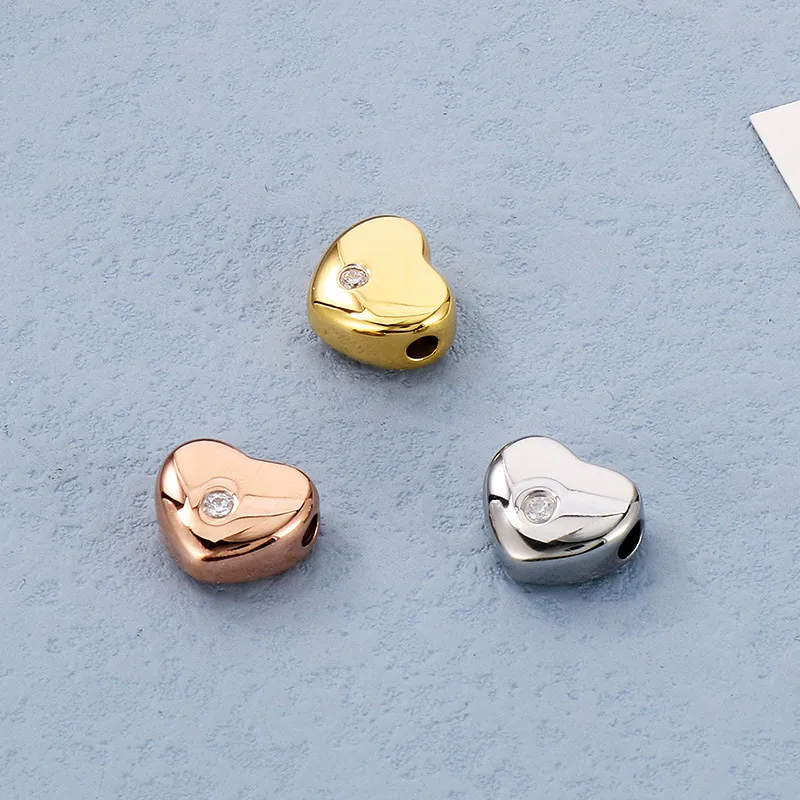 Stainless Steel Heart-Shaped Diamond Studded DIY Jewelry Accessories