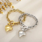 Simple Love Necklace Bracelet Stainless Steel Hollow Peach Heart Jewelry Set