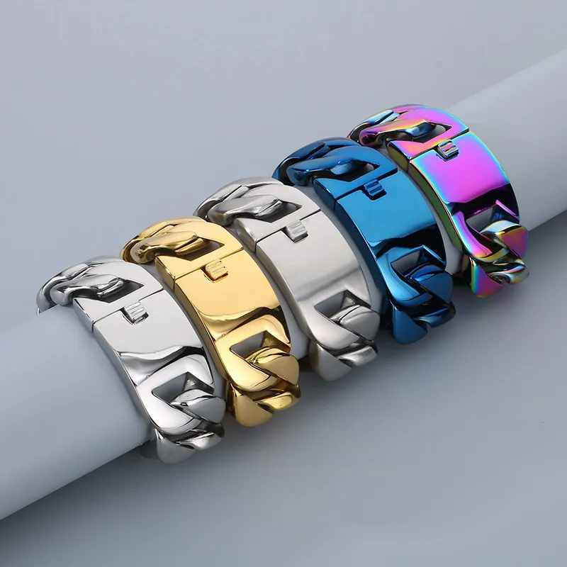 Hot Selling Trend 31mm Chain Gold Plated Stainless Steel Necklace Bracelet Sets