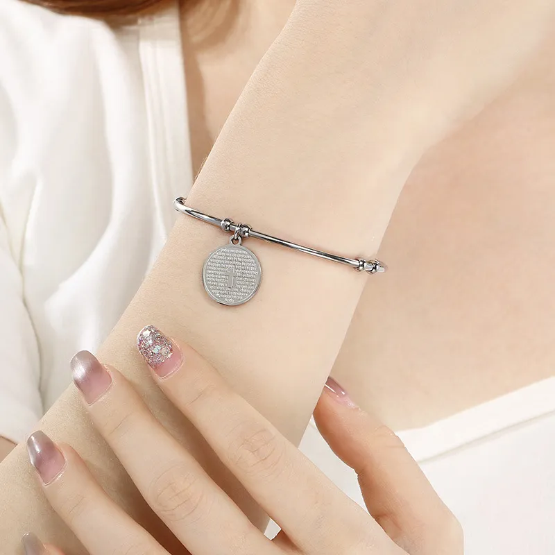 Stylish 18K Gold Round Cross Stainless Steel Openning Bangle Jewelry Wholesale
