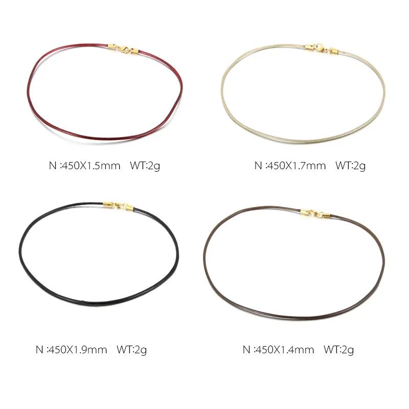 Minimalist Men's and Women's Stainless Steel Buckle Wax Rope Necklace 45cm Jewelry
