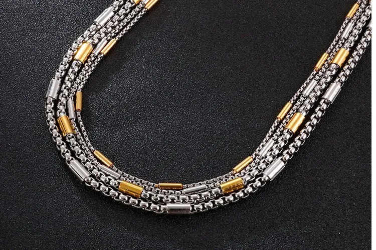 Karen's New Stainless Steel Creative Square Pearl Trendy Necklace, Simple and Versatile, Suitable for Both Men and Women as a Collar Jewelry