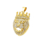 Hip-Hop Full Rhinestones Diamond Crown Lion Head Stainless Steel Men's Pendant