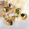 Fashionable Trendy Ladies Stainless Steel Multi-Color Personalized Glass Wide Ring Jewelry