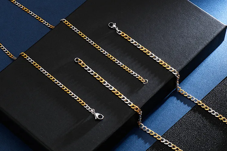 Factory Direct Sales of Minimalist Beveled Chain Hip-Hop Necklaces Stainless Steel Nk Chain Wholesale