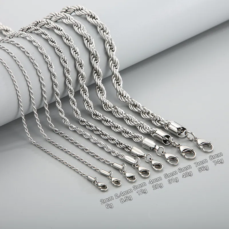 Rock and Hip-Hop Style Unisex Stainless Steel Twisted Chain Necklace