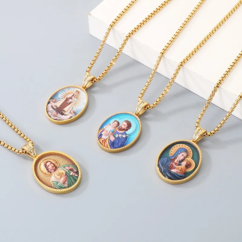 Kalen's New Fashionable Stainless Steel Oval Retro Portrait Men's Pendant Jewelry Wholesale
