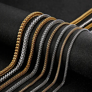 Wholesale Stainless Steel Wheat Chain Necklace Men 2/3/4/5/6/8mm Four-Sided Polished Woven Chain