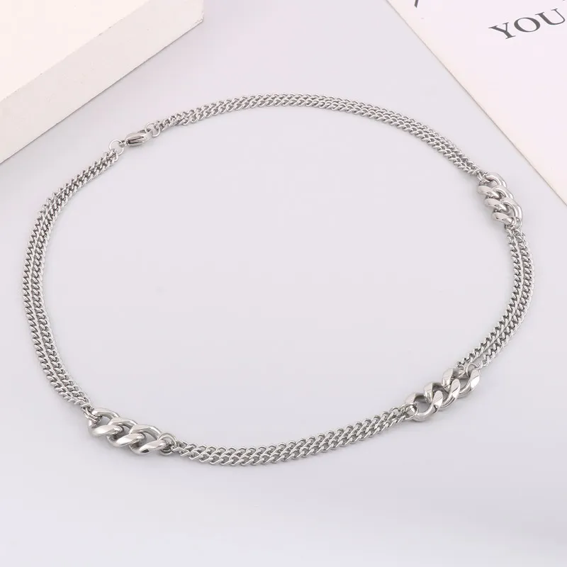 Trendy Men's Jewelry Stainless Steel Creative Multi-Layer Cuban Chain Temperament Necklace