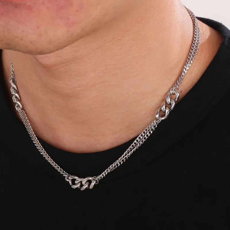 Trendy Men's Jewelry Stainless Steel Creative Multi-Layer Cuban Chain Temperament Necklace