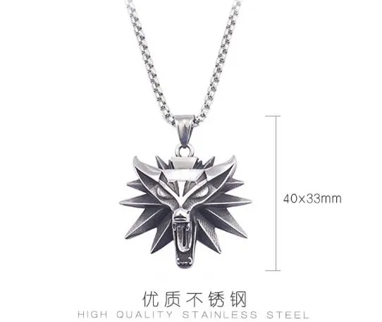 Three-Dimensional Wild Hunt Wolf Head Stainless Steel Casting Pendant for Man