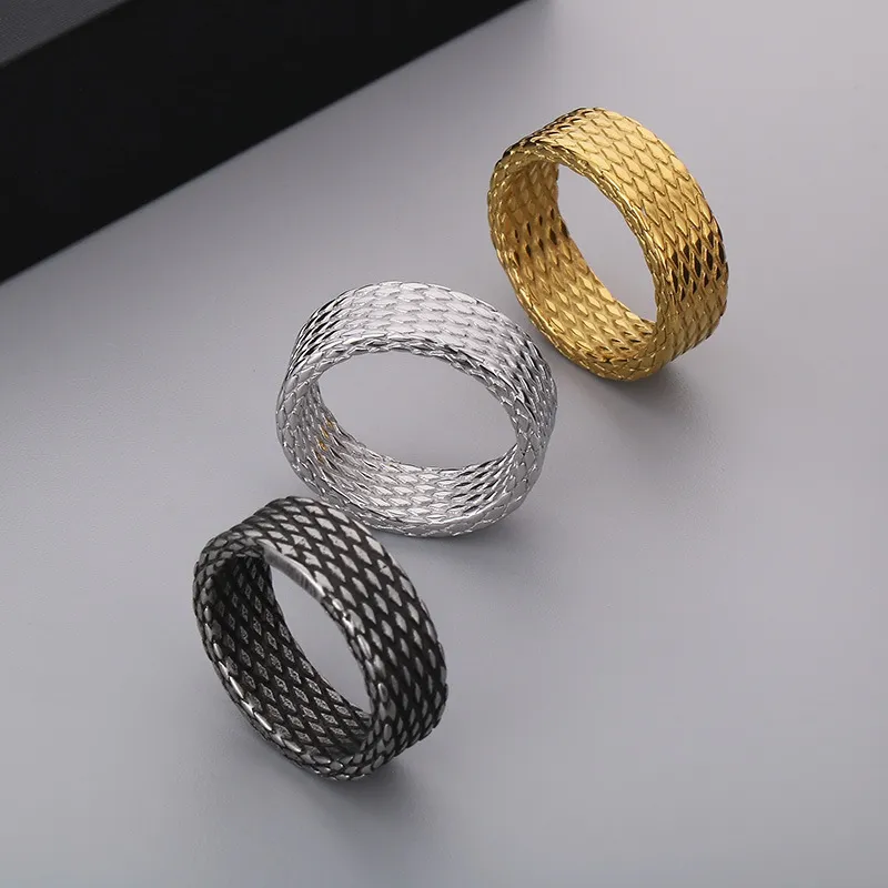 Men's Stainless Steel Jewelry Diamond Patterned Ring Suitable for Daily Wear