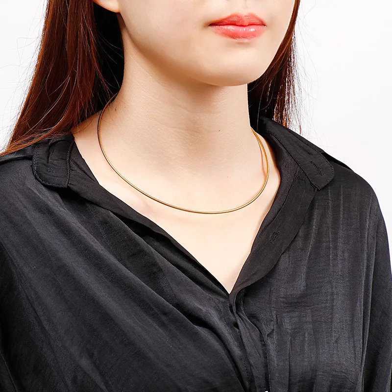 European American Collar Round Stainless Steel Necklace 18K Gold Women's Jewelry Wholesale